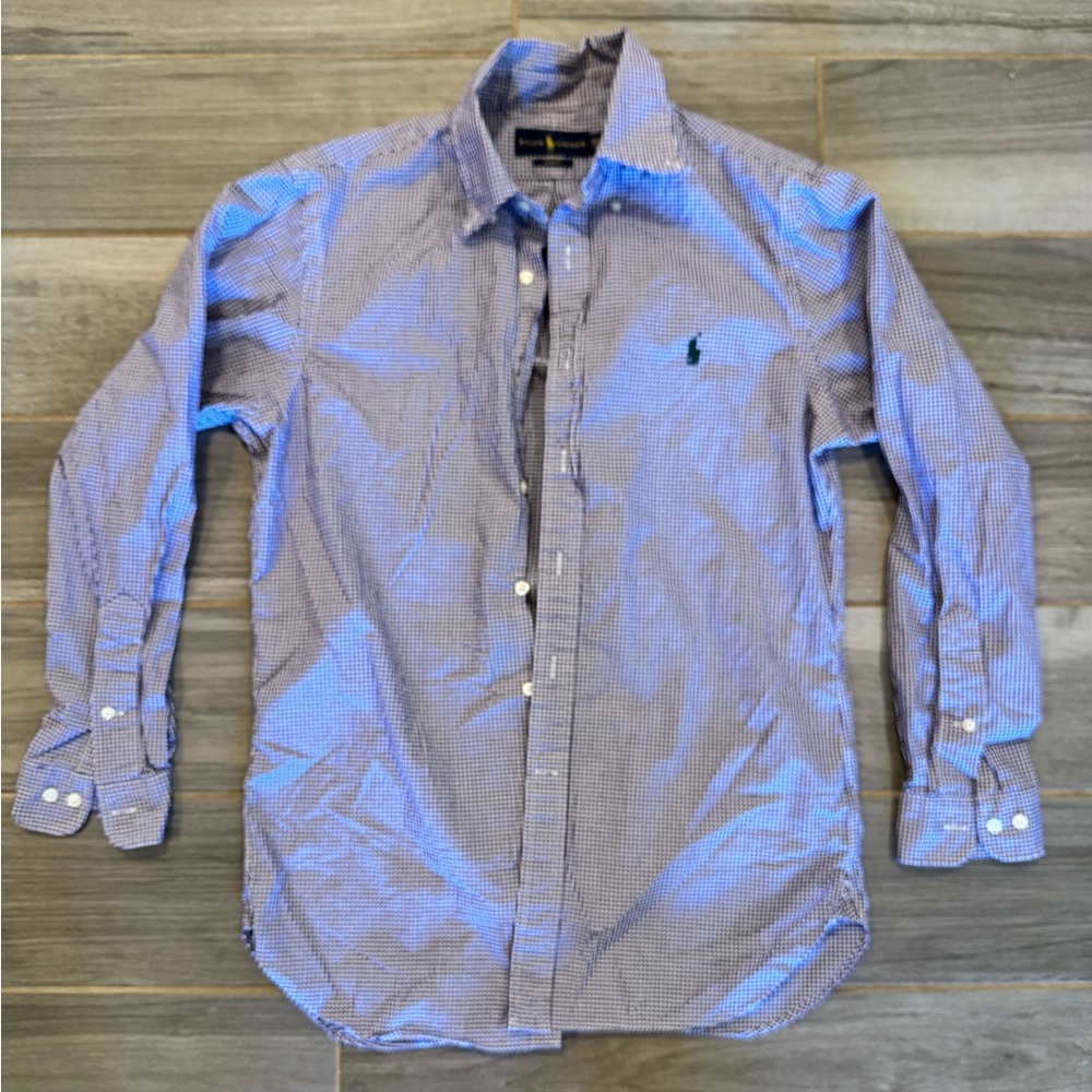 Authentic Polo Ralph Lauren Dress Shirt Slim Fit - Purple/White (Gingham Style)